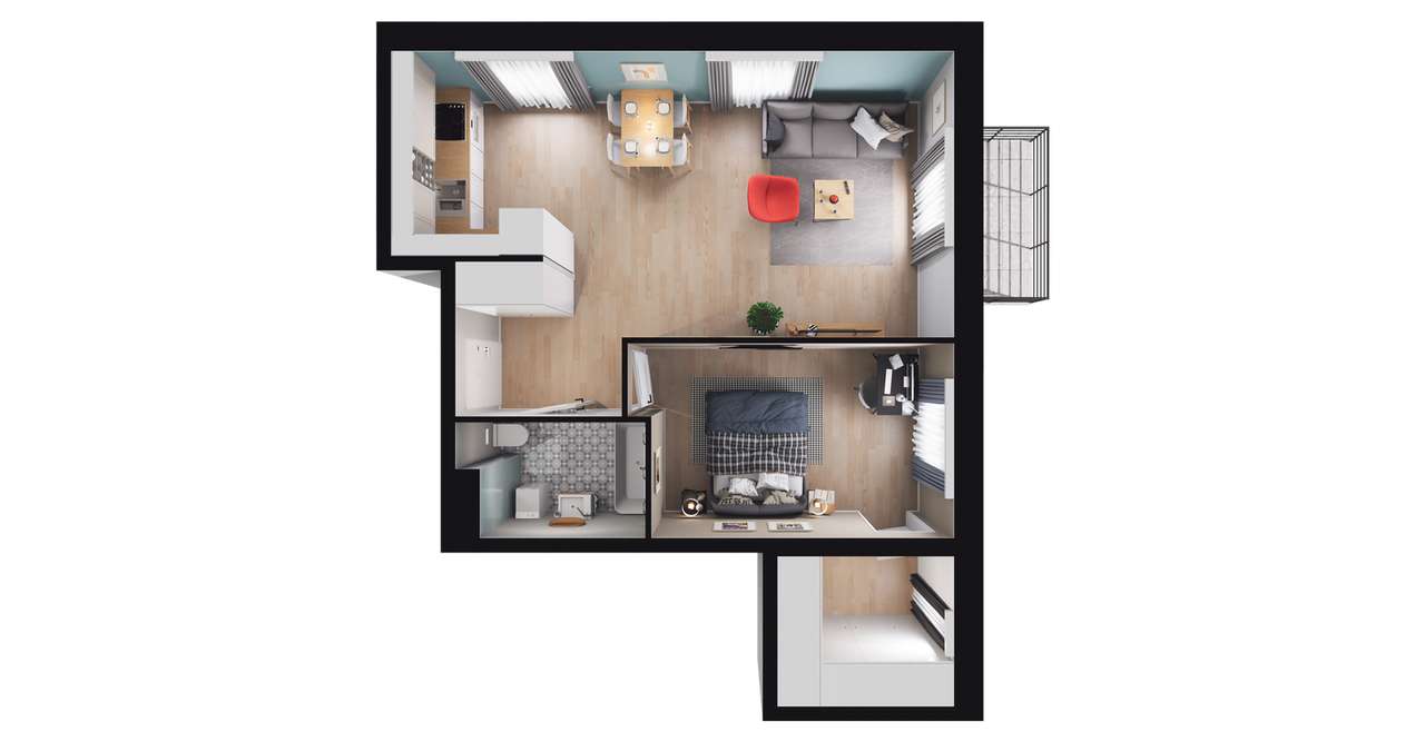 2-pokojowe mieszkanie 51m2 + balkon Bez Prowizji - Pełny obrazek: 2/8