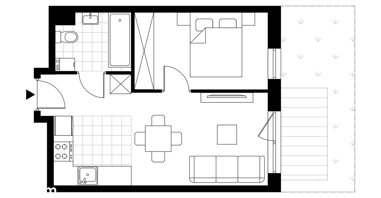 1-pokojowy apartament inwestycyjny 34m2 + ogródek - Pełny obrazek: 3/8