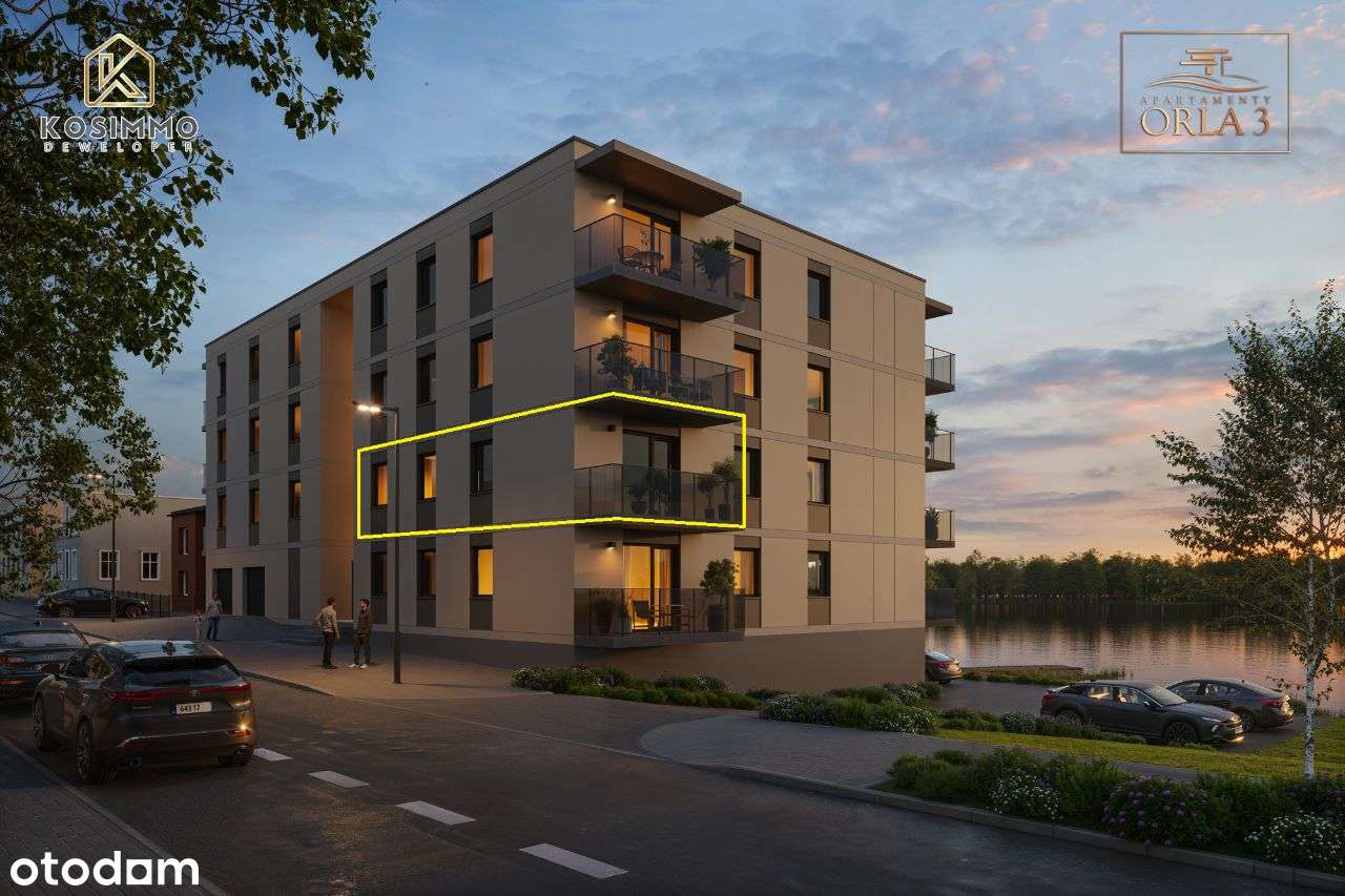 M05 APARTAMENTY Orla 3, Centrum,60 m2, 3 pok,1 piętro, widok na jezior - Pełny obrazek: 1/13
