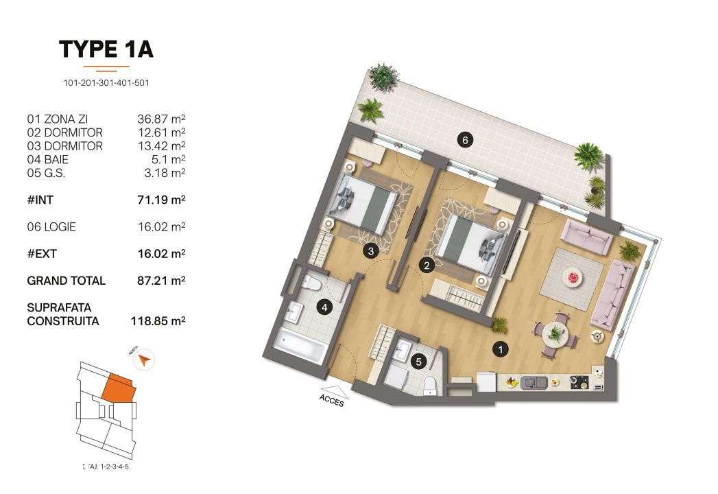 Tomis Plus - Celine Elegance - Vânzare apartament cu 3 camere, etaj 5. - Imagine principală: 2/20