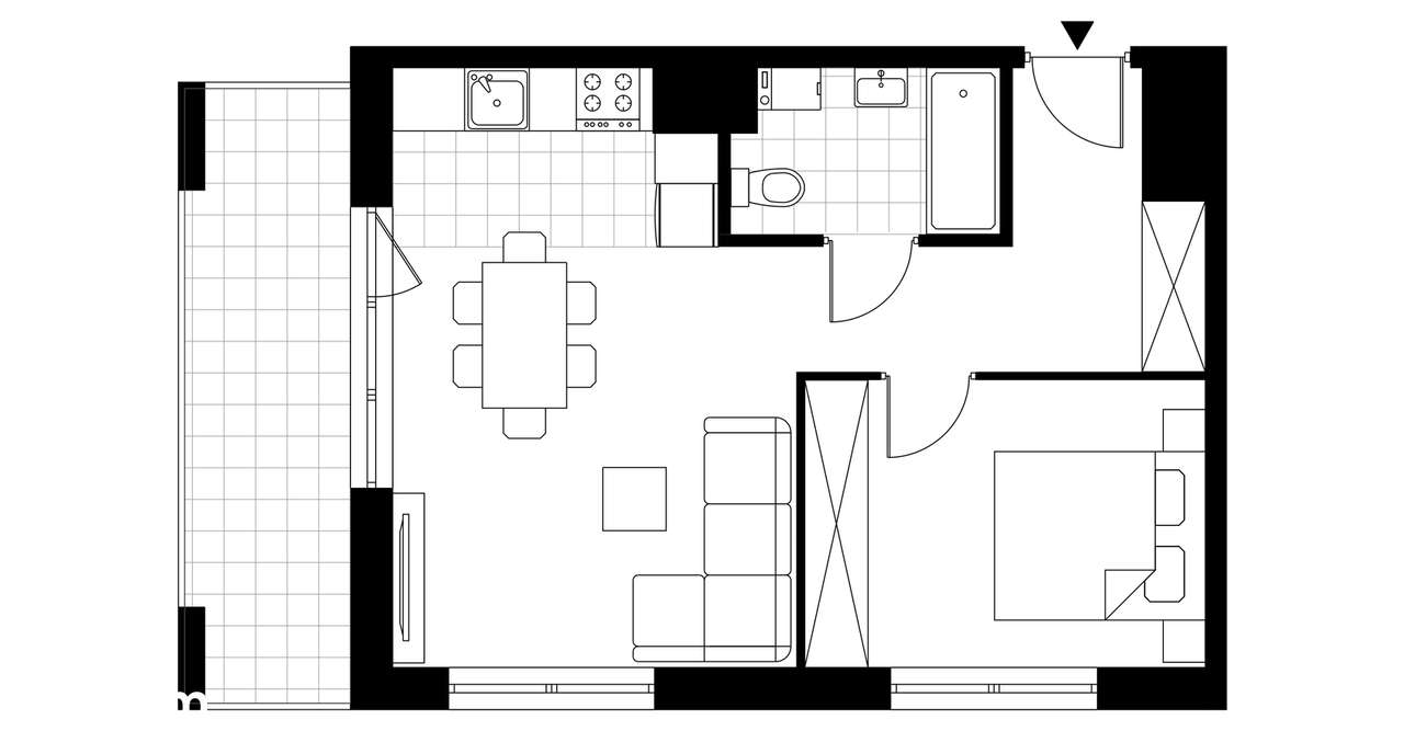 2-pokojowe mieszkanie 41m2 + balkon - Pełny obrazek: 3/8