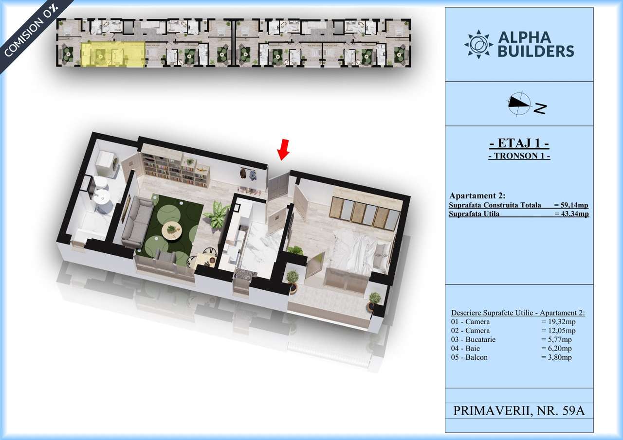 #Nou: Primăverii 59 by Alpha Builders | Apartamente cu 2 camere - Imagine principală: 5/5