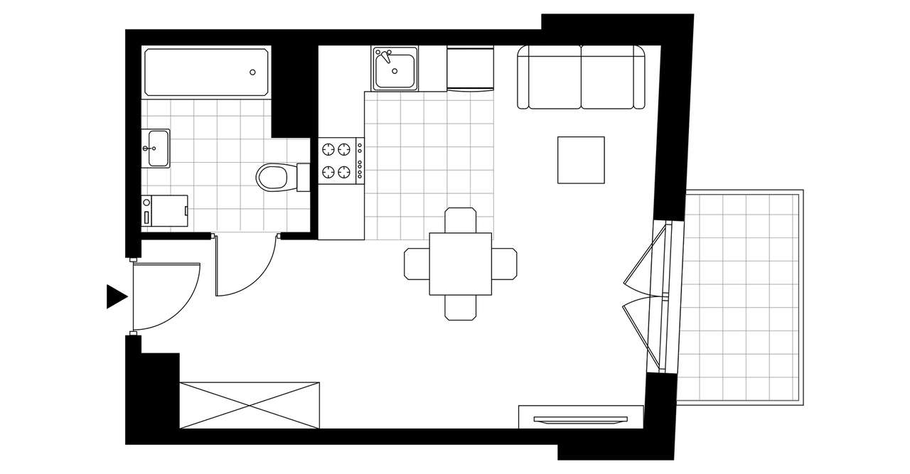 1-pokojowe mieszkanie 31m2 + balkon Bezpośrednio - Pełny obrazek: 2/7