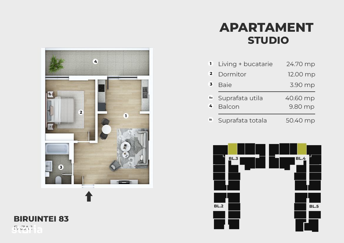 Apartament 2 camere - tip studio, metrou Berceni 350 metri