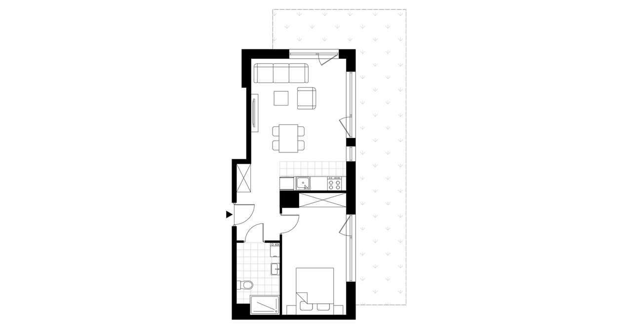 2-pokojowe mieszkanie 47m2 + ogródek - Pełny obrazek: 3/8