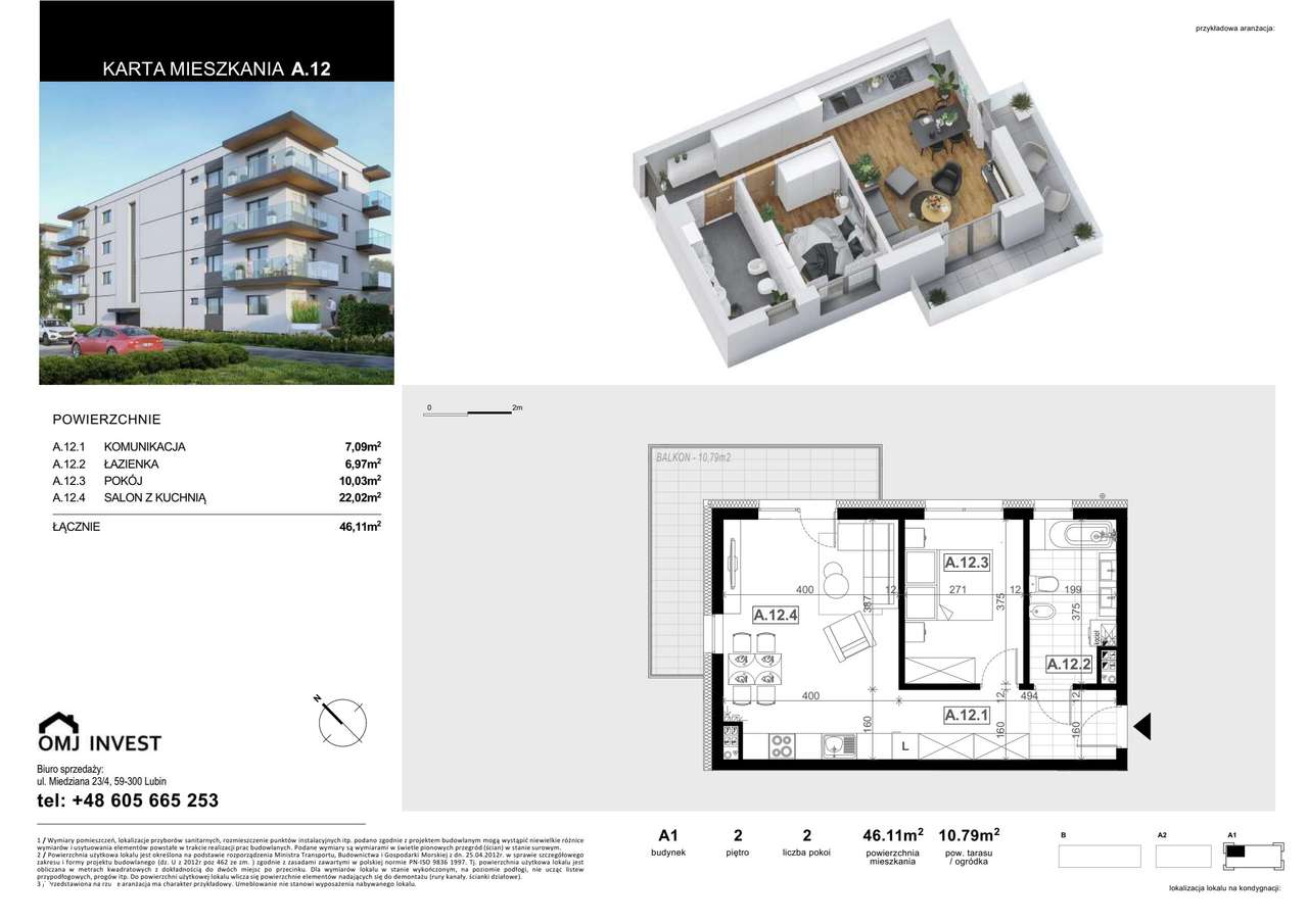 2-pokojowe mieszkanie 46m2 Bezpośrednio - Pełny obrazek: 2/6