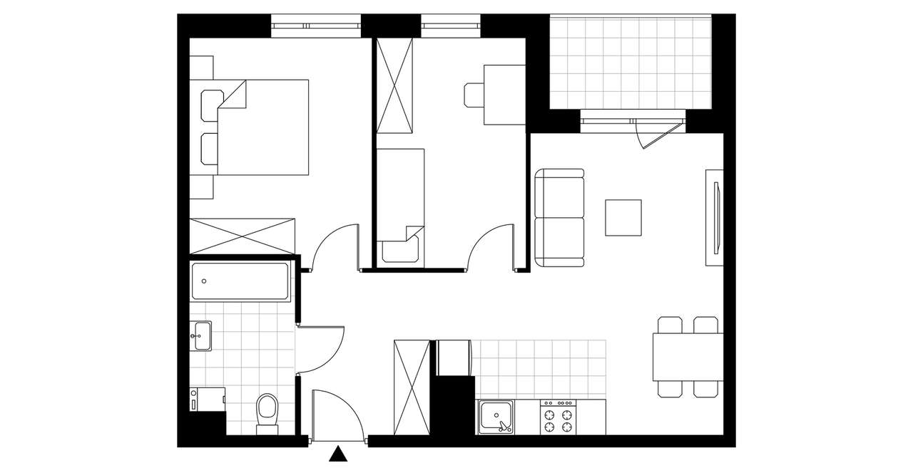 3-pokojowe mieszkanie 51m2 + loggia Bezpośrednio - Pełny obrazek: 3/8
