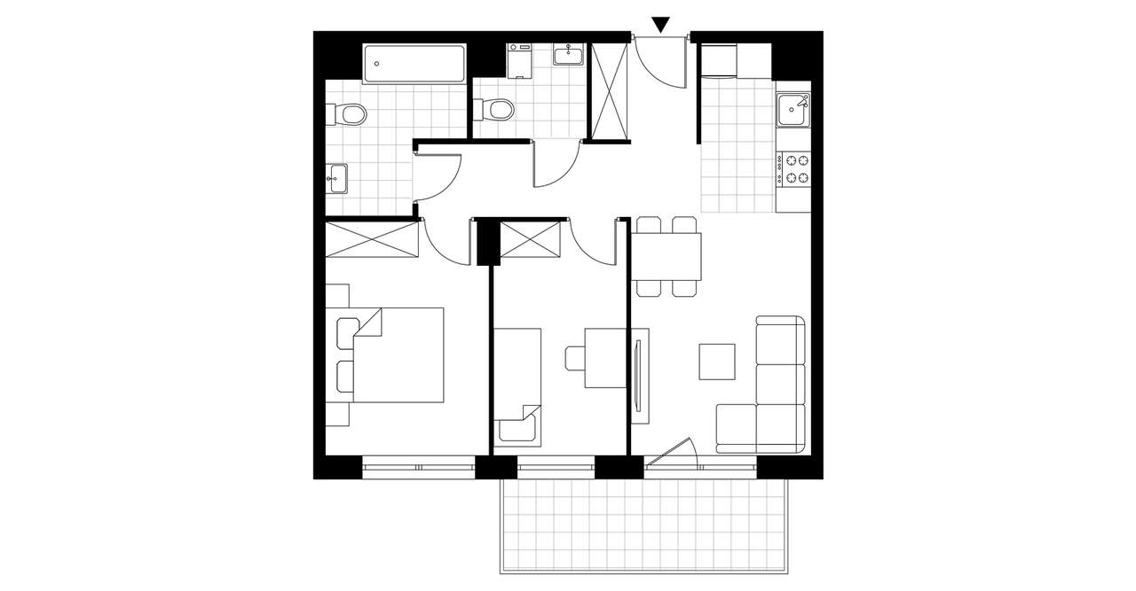 3-pokojowe mieszkanie 53m2 + balkon - Pełny obrazek: 3/8