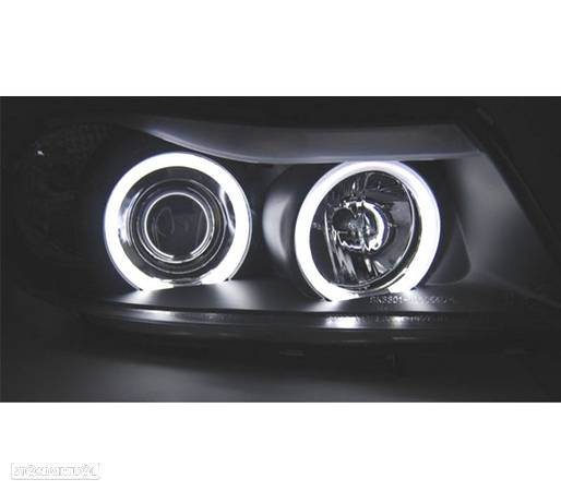 FARÓIS ANGEL EYES CCFL PARA BMW E90 4P 05-08 FUNDO PRETO - 3