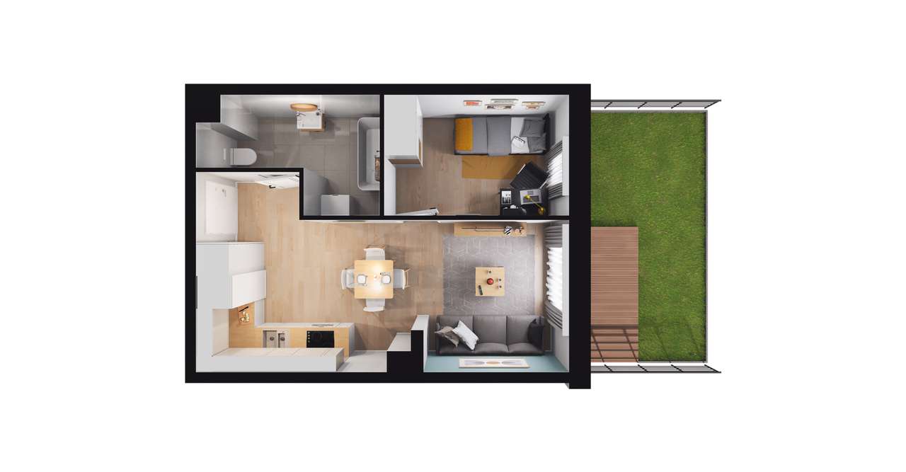 2-pokojowe mieszkanie 32m2 + ogródek Bez Prowizji - Pełny obrazek: 2/8