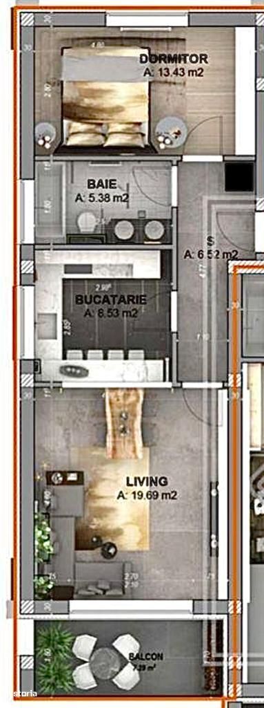 Apartament cu 2 camere, decomandat, cu vata bazaltica, concept de lux