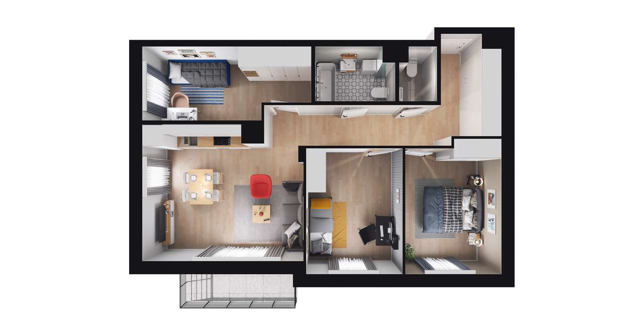 4-pokojowe mieszkanie 71m2 + balkon - Pełny obrazek: 2/8