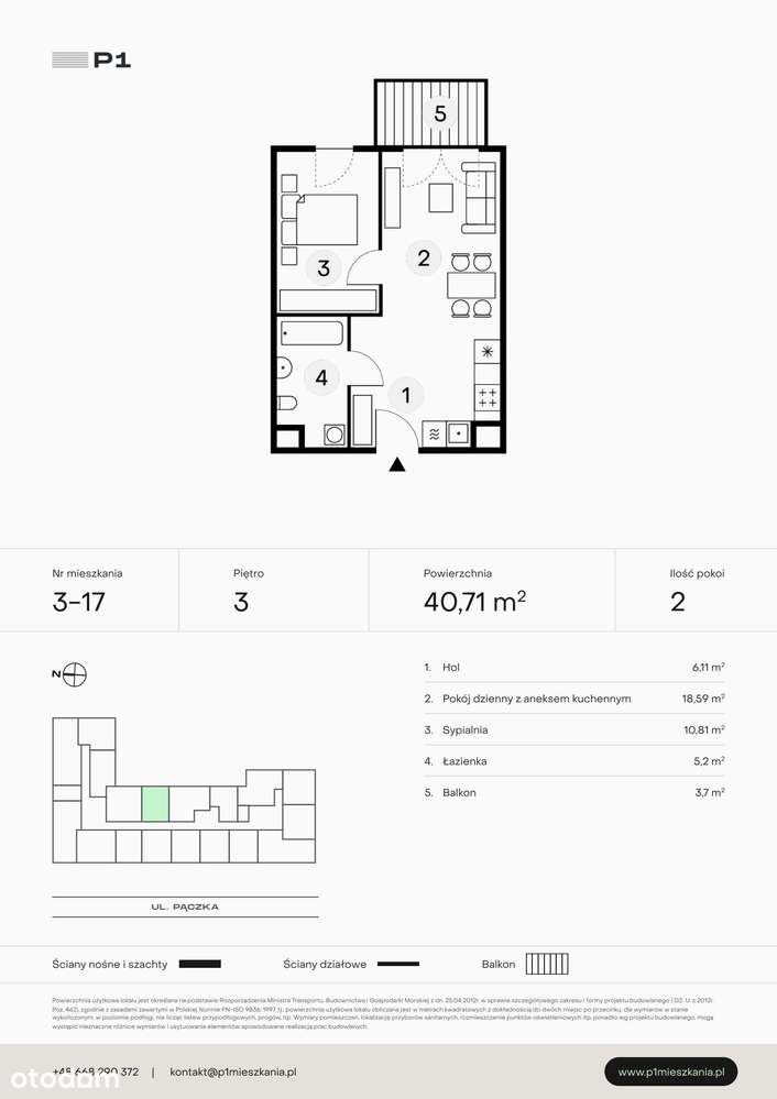 P1 Mieszkania  | mieszkanie 2-pok. | 3_17 - Pełny obrazek: 2/7