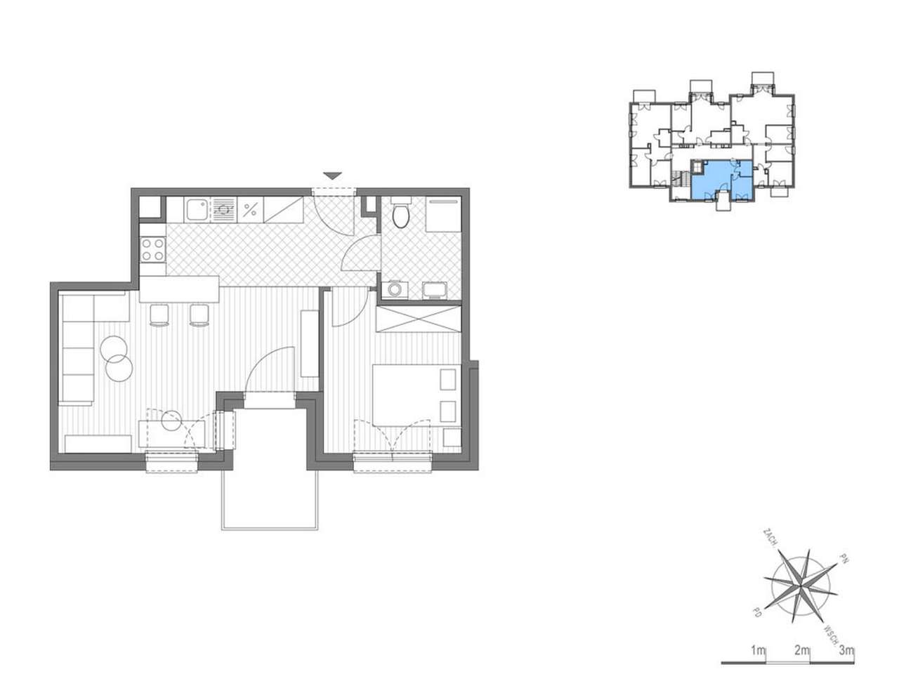 2-pokojowe mieszkanie 43m2 + balkon Bezpośrednio - Pełny obrazek: 2/8