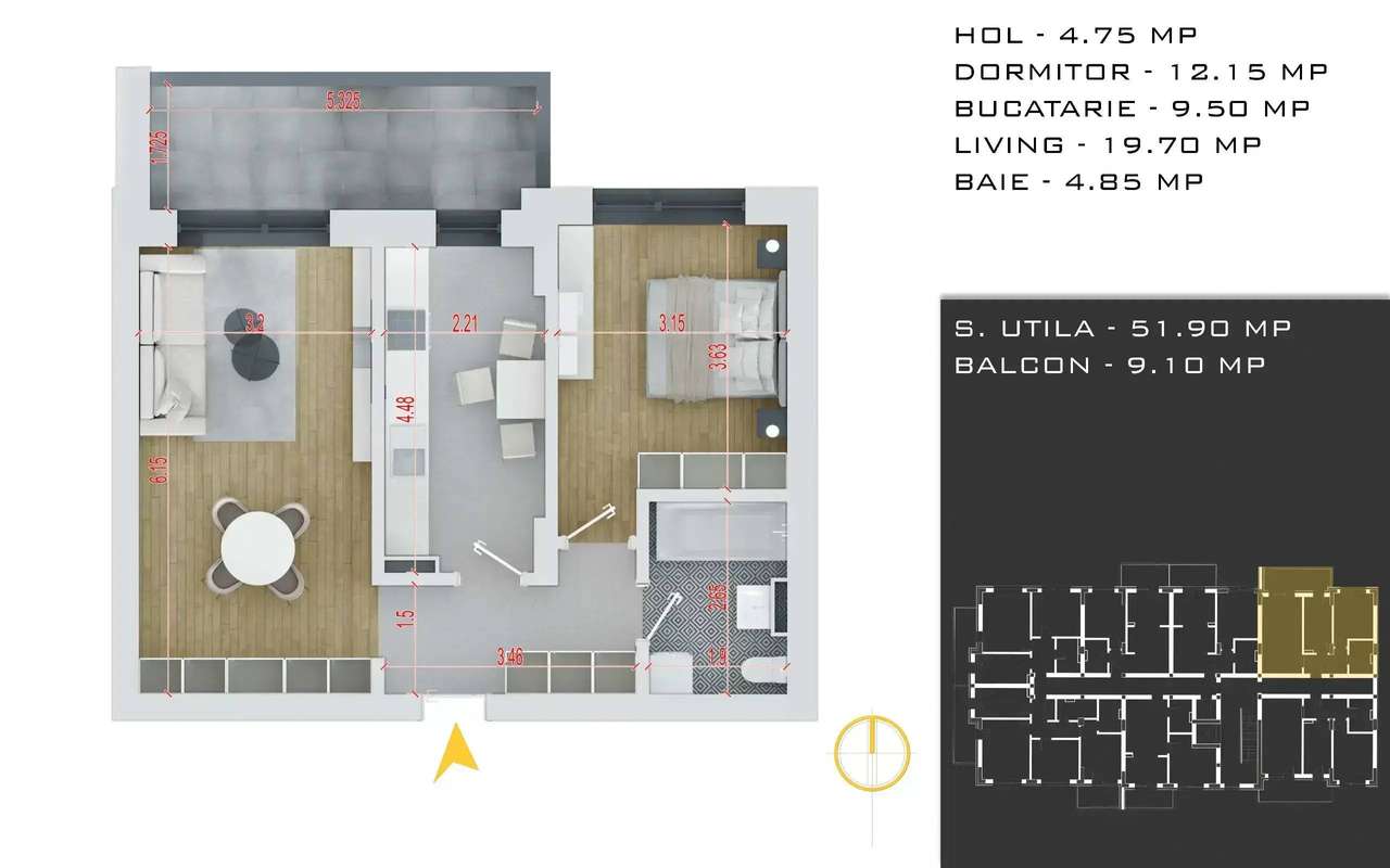 Titan Pallady metrou N Teclu 2 Camere Decomandat cu dressing generos-7