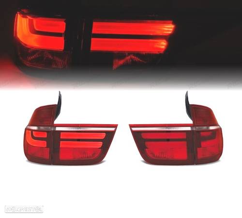 FAROLINS TRASEIROS LED LIGHBAR PARA BMW X5 E70 07-10 VERMELHO BRANCO - 1