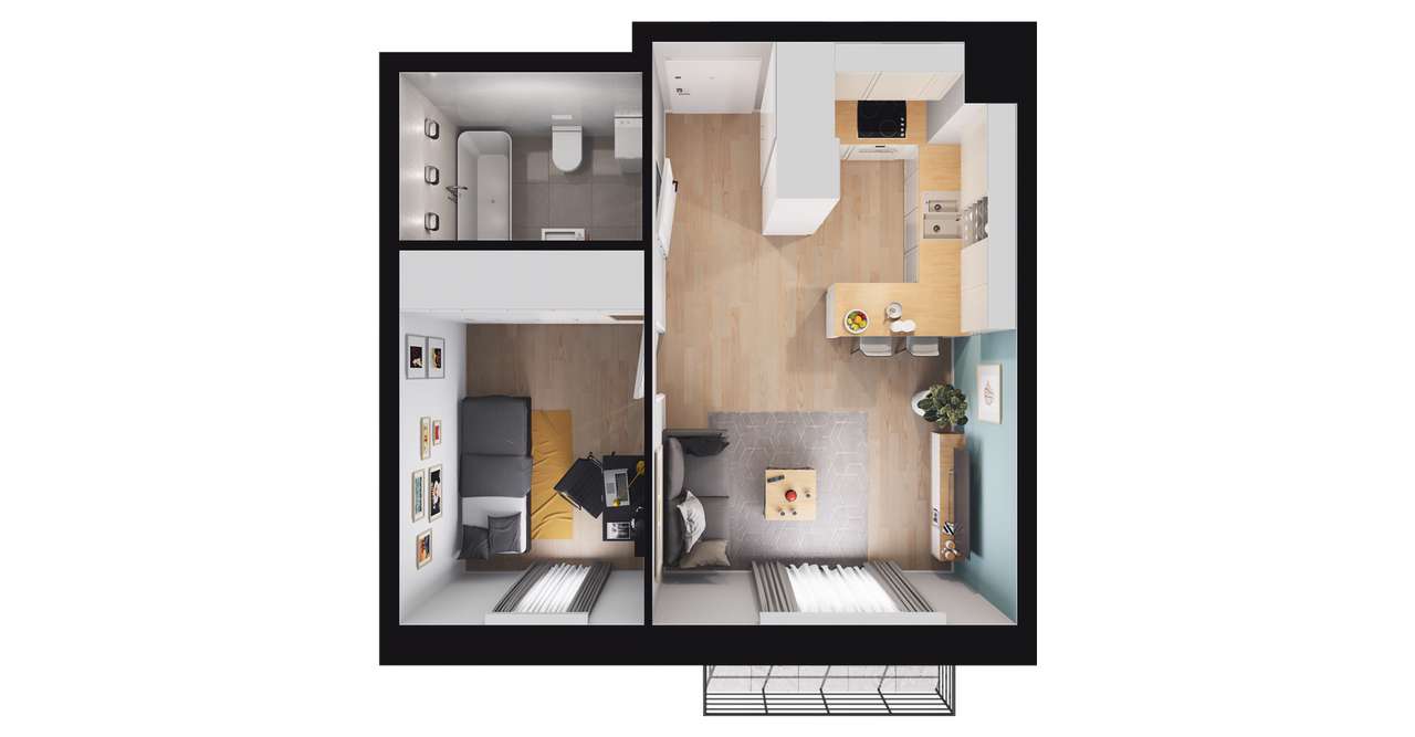 2-pokojowe mieszkanie 33m2 + balkon Bez Prowizji - Pełny obrazek: 2/8