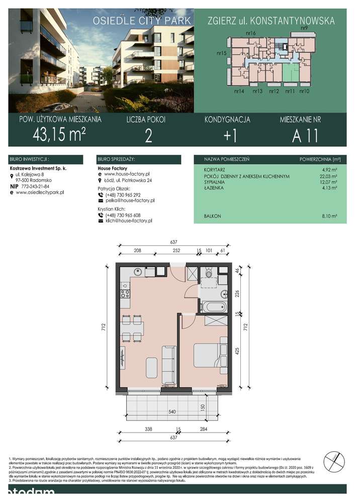 2-pokojowe mieszkanie 43m2 + balkon - Pełny obrazek: 2/9