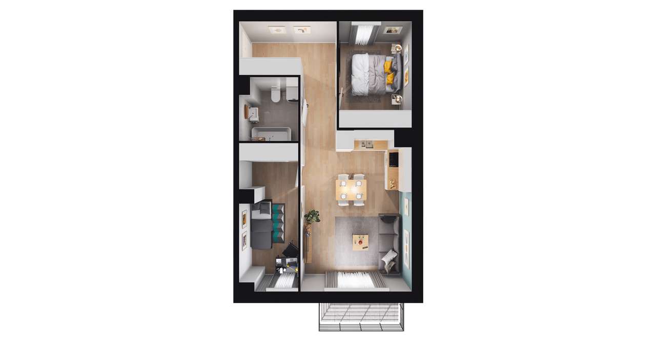 3-pokojowe mieszkanie 53m2 + balkon - Pełny obrazek: 2/8