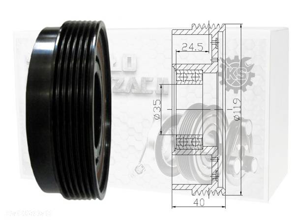 CEWKA KOŁO PASOWE SPRZĘGŁO KLIMA 6 PK SD7V16 - 2