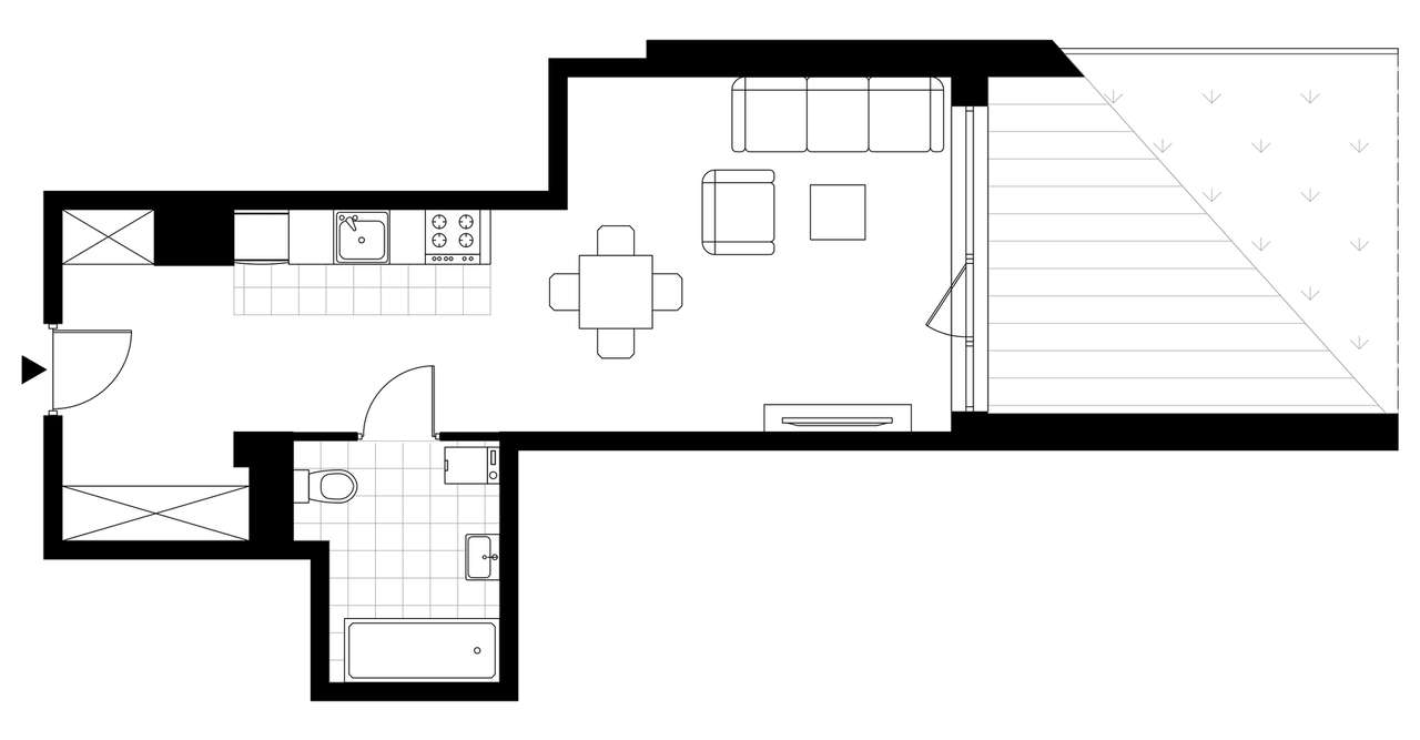 1-pokojowe mieszkanie 36m2 + ogródek - Pełny obrazek: 3/8