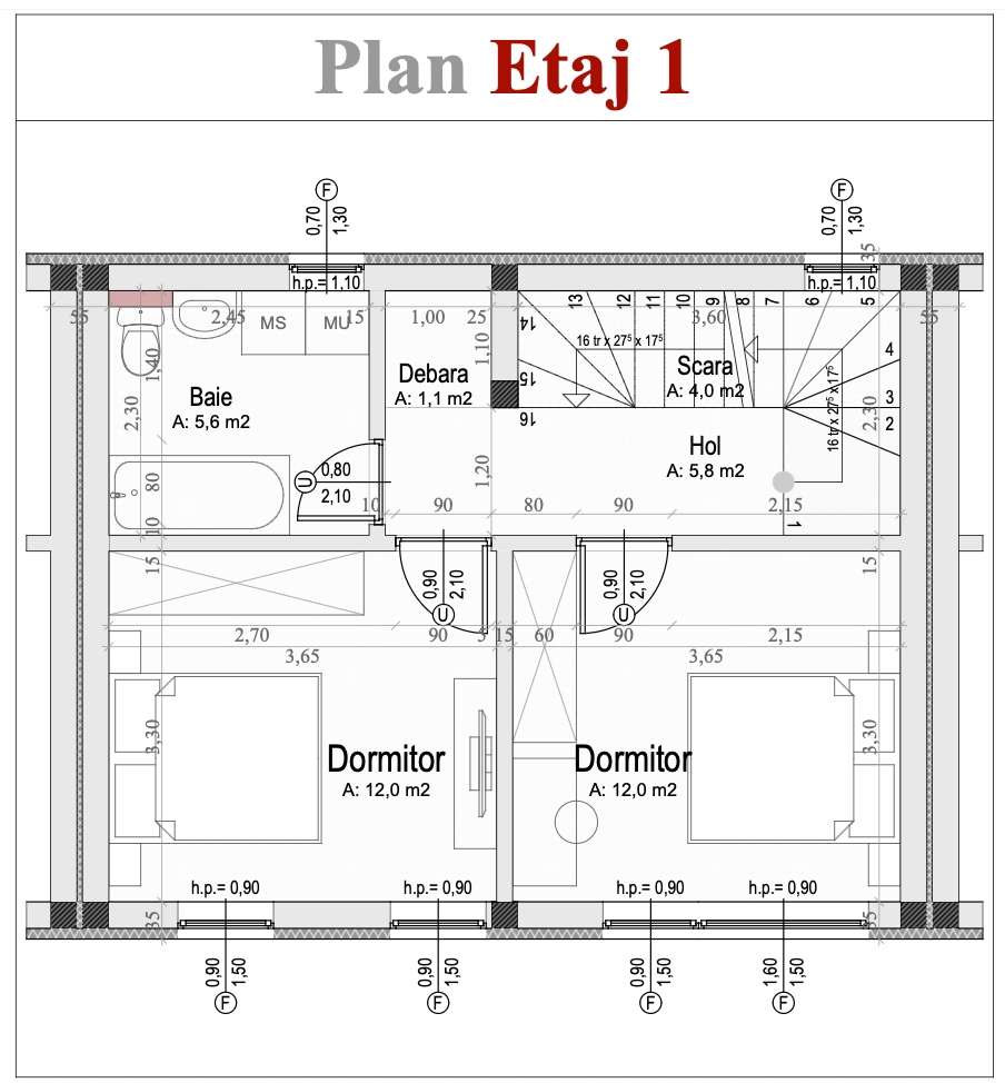 Casă întabulată, 5 cam, 119 mp utili, curte 70 mp – finisată la cheie-10