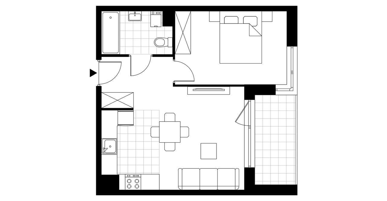 2-pokojowe mieszkanie 39m2 + loggia - Pełny obrazek: 3/6