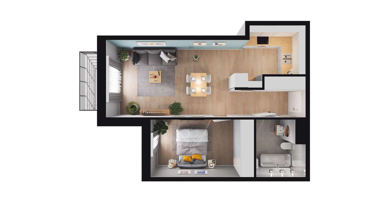 Panorama 3 Stawy | mieszkanie 2-pok. | 6.A34 - Pełny obrazek: 3/9