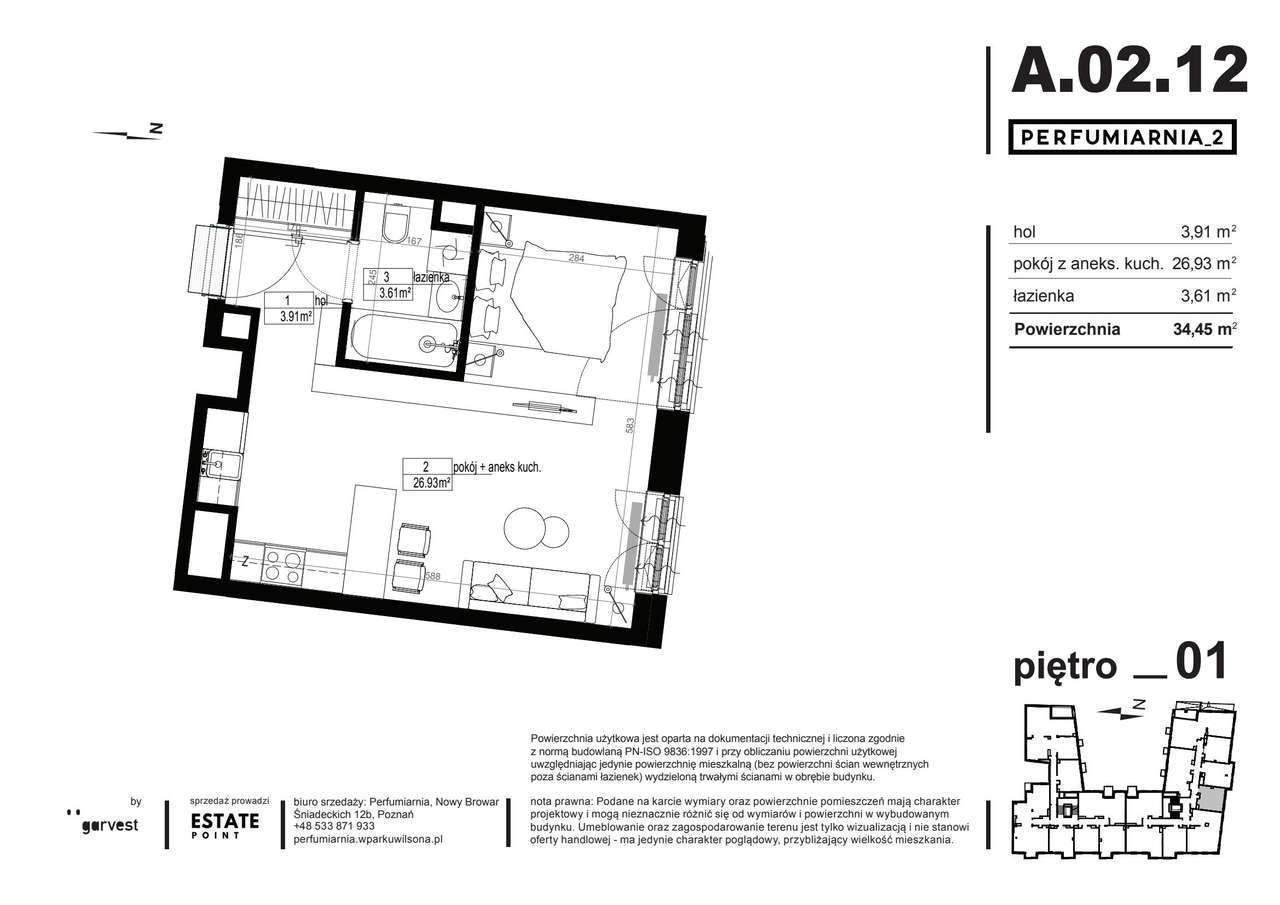 Perfumiarnia 2 | mieszkanie 34,48  m² | A.02.12 - Pełny obrazek: 2/7