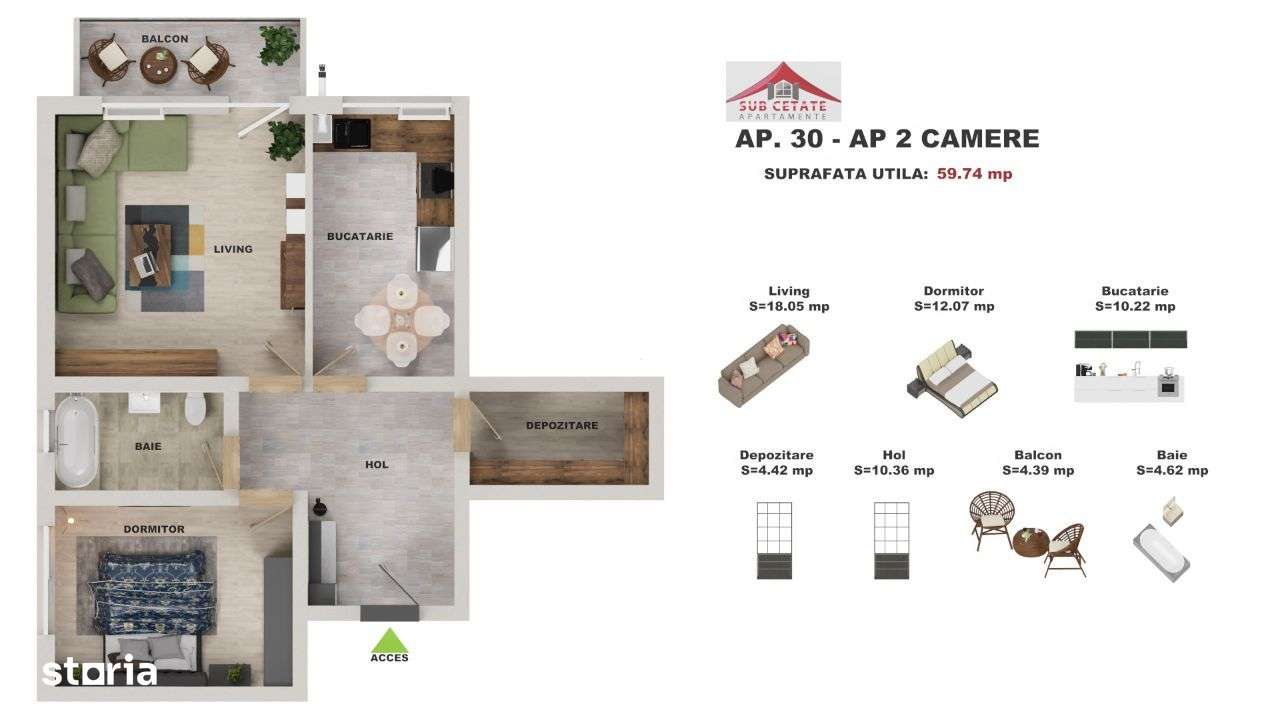 ap 2 camere decomandat 60 mp utili+terasa si cu credite bancare-5