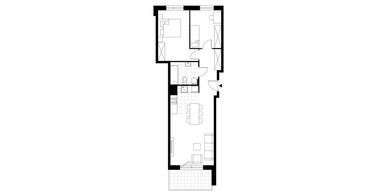 3-pokojowe mieszkanie 57m2 + loggia - Pełny obrazek: 3/8