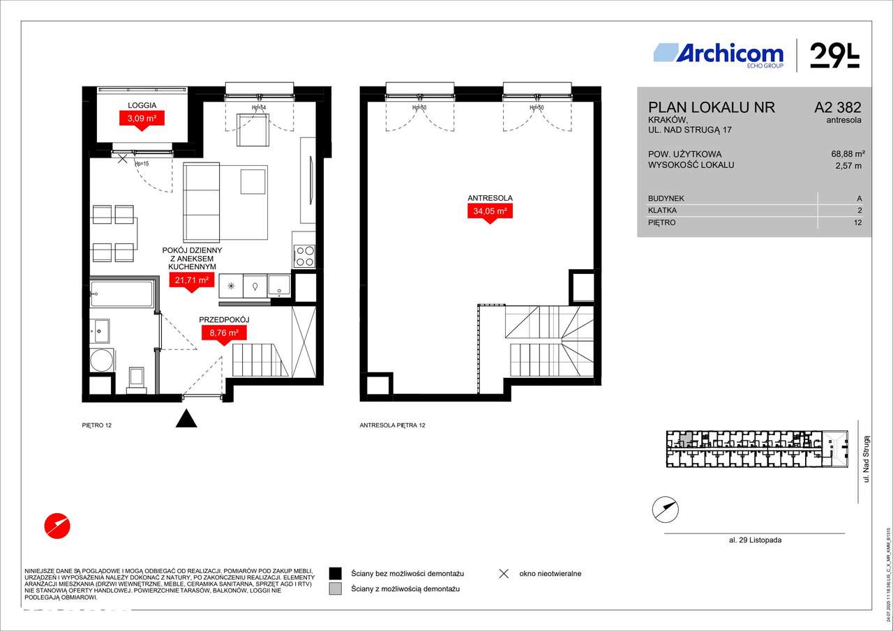 1-pokojowe mieszkanie 68 m² + loggia Bez Prowizji - Ansicht 2