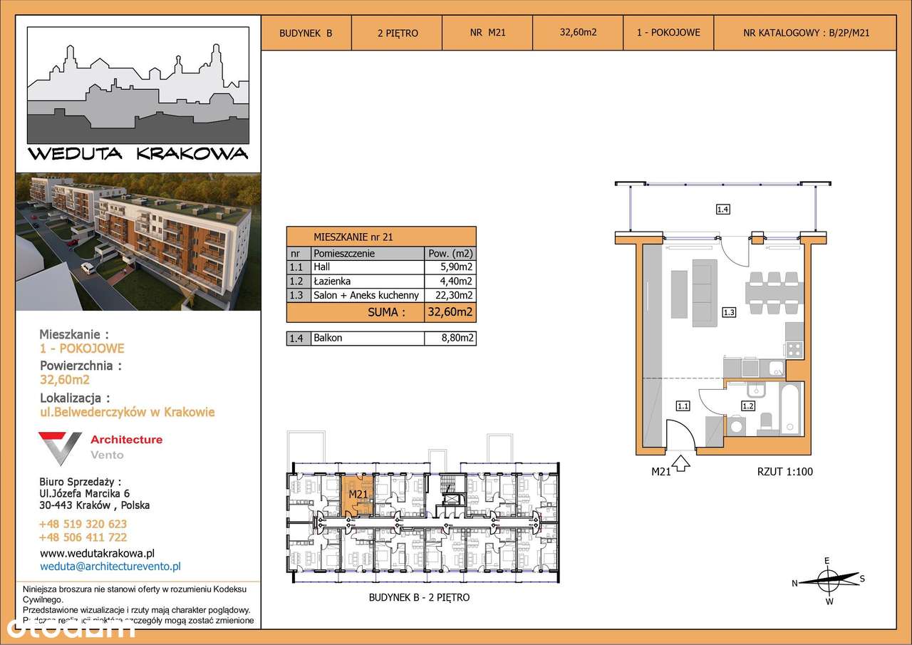 1-pokojowe mieszkanie 32m2 Bez Prowizji - Pełny obrazek: 3/5