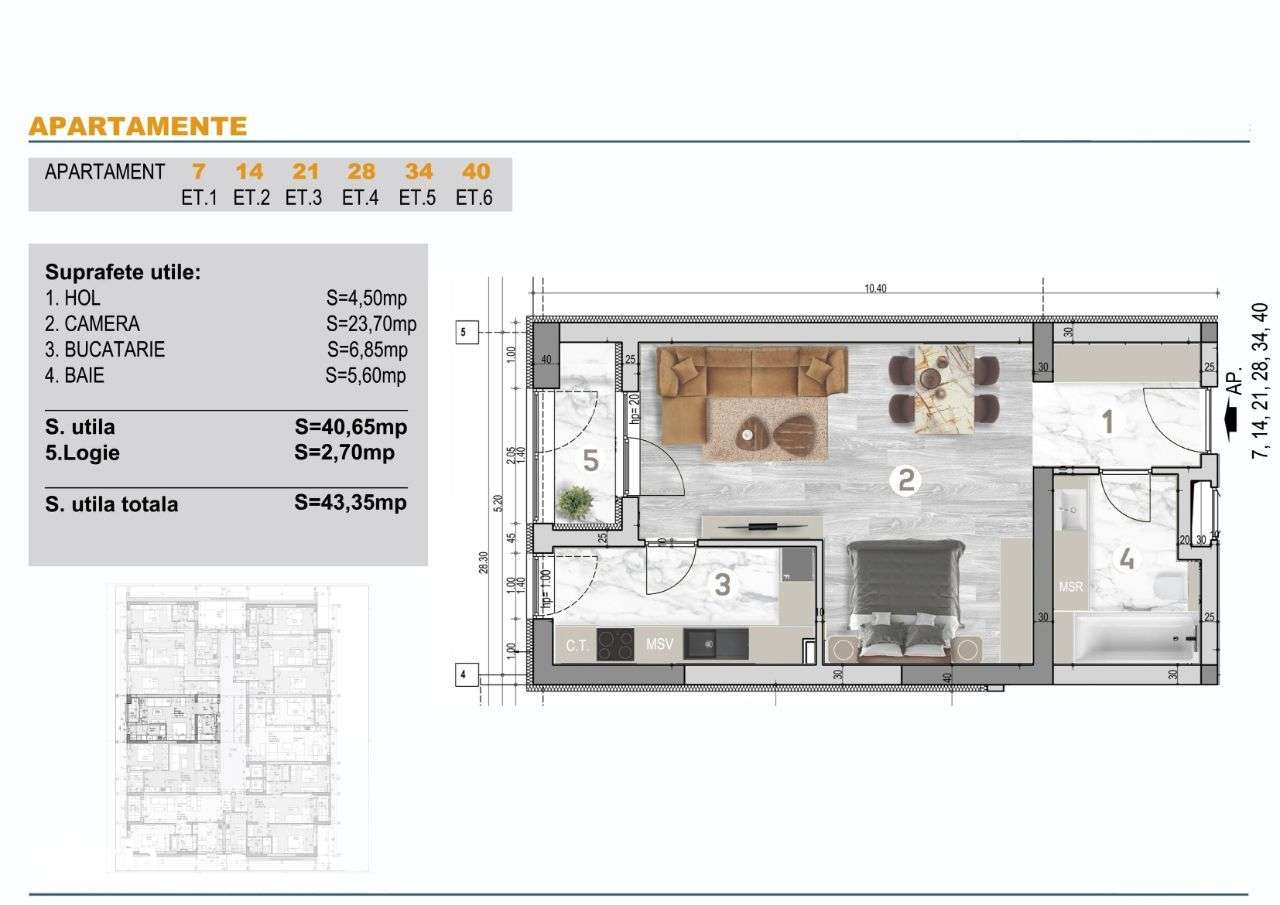 Apartament modern, 43.35 mp – Comision 0 si aproape de Grand Arena - Imagine principală: 5/25
