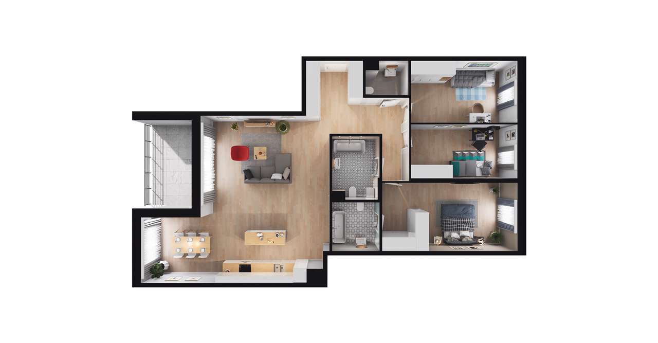 4-pokojowe mieszkanie 118m2 + loggia Bezpośrednio - Pełny obrazek: 2/8