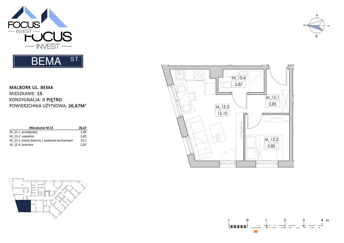 Mieszkanie 2-pokojowe, Malbork Bema-8