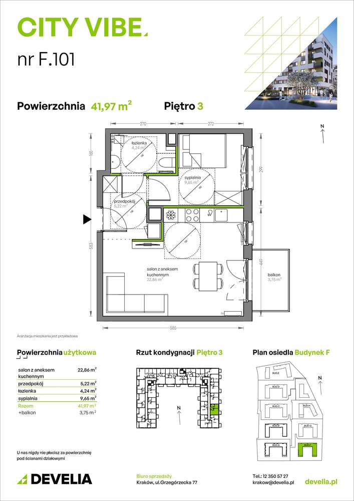 2-pokojowe mieszkanie 41m2 + balkon - Pełny obrazek: 2/9