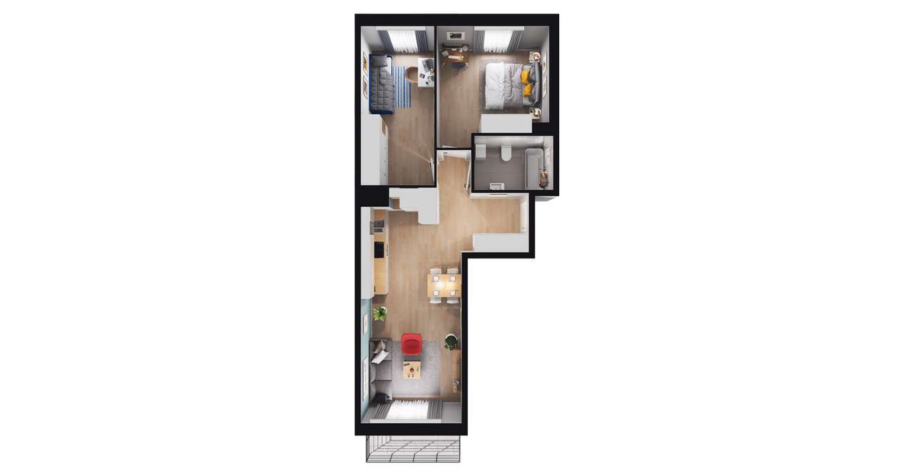 3-pokojowe mieszkanie 57m2 + balkon - Pełny obrazek: 3/8