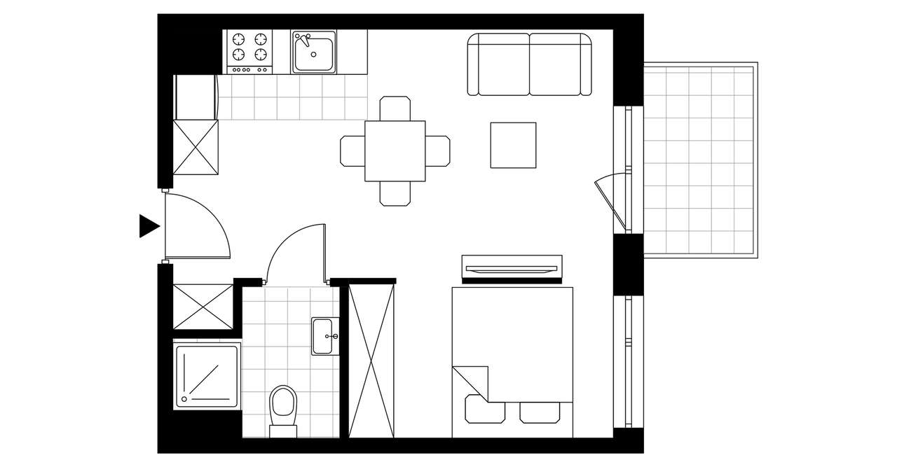 2-pokojowe mieszkanie 30m2 + balkon Bezpośrednio - Pełny obrazek: 3/8