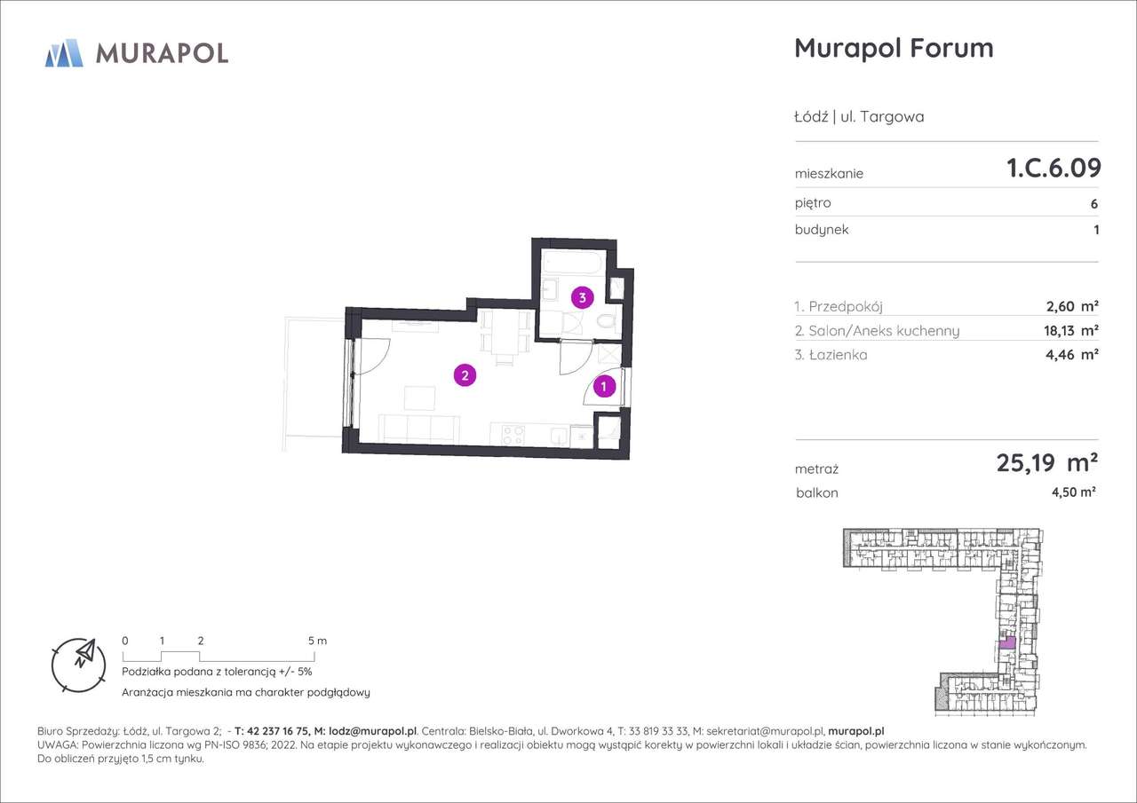 1-pokojowe mieszkanie 25m2 + balkon Bezpośrednio - Pełny obrazek: 2/9