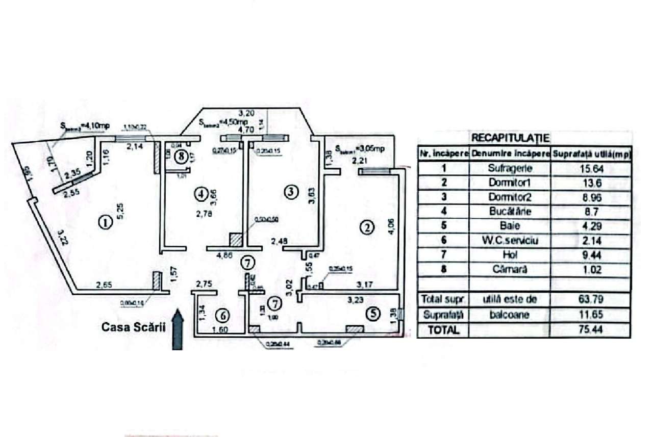 3 camere decomandat, 75 mp, renovat, mobilat – Doja | Etaj 2-1