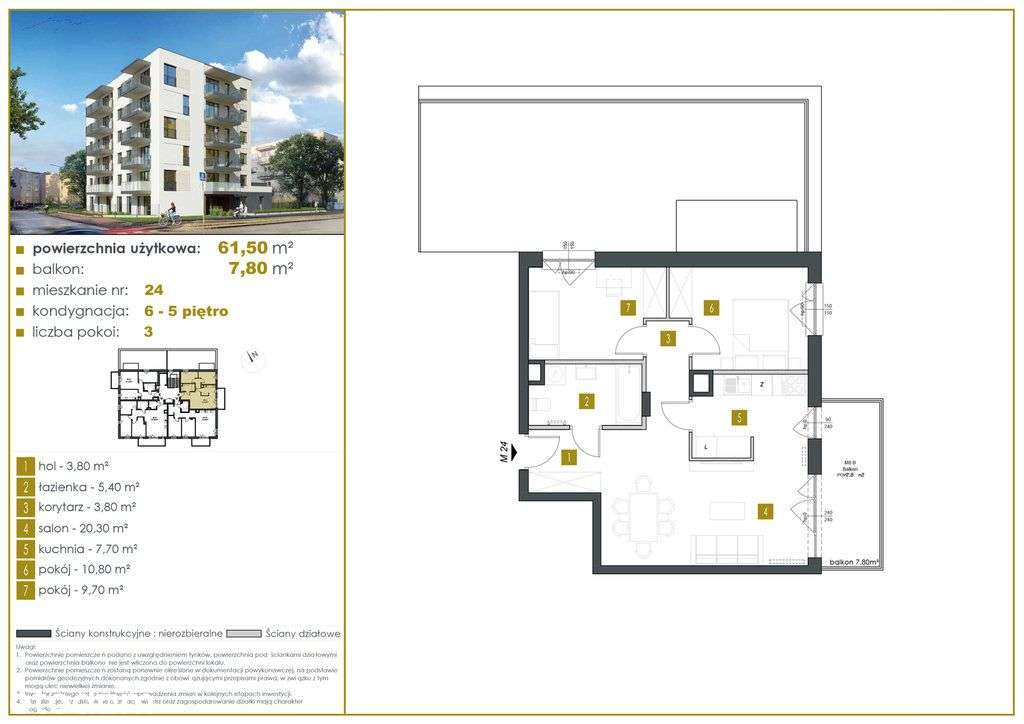 Mieszkanie, 61,50 m², Legionowo - Pełny obrazek: 3/3