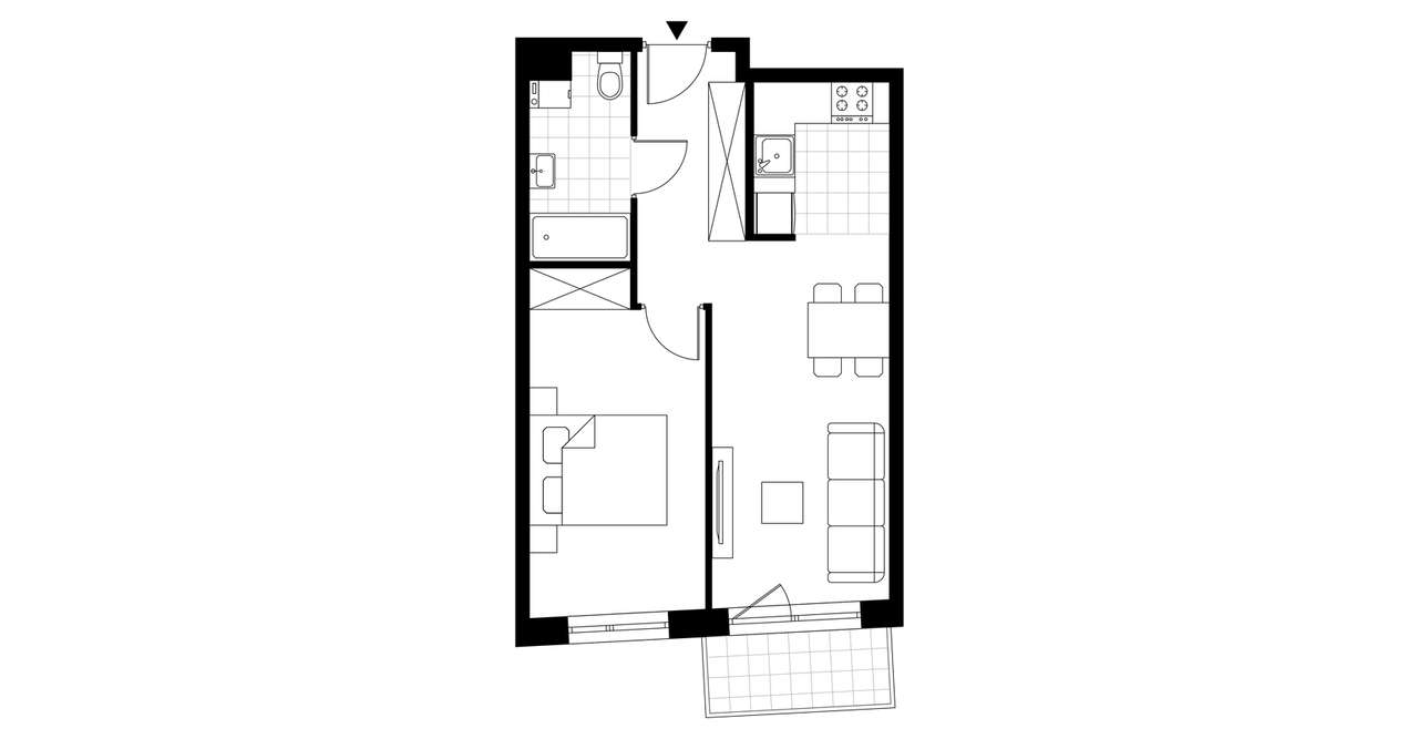 2-pokojowe mieszkanie 42m2 + balkon Bezpośrednio - Pełny obrazek: 4/9