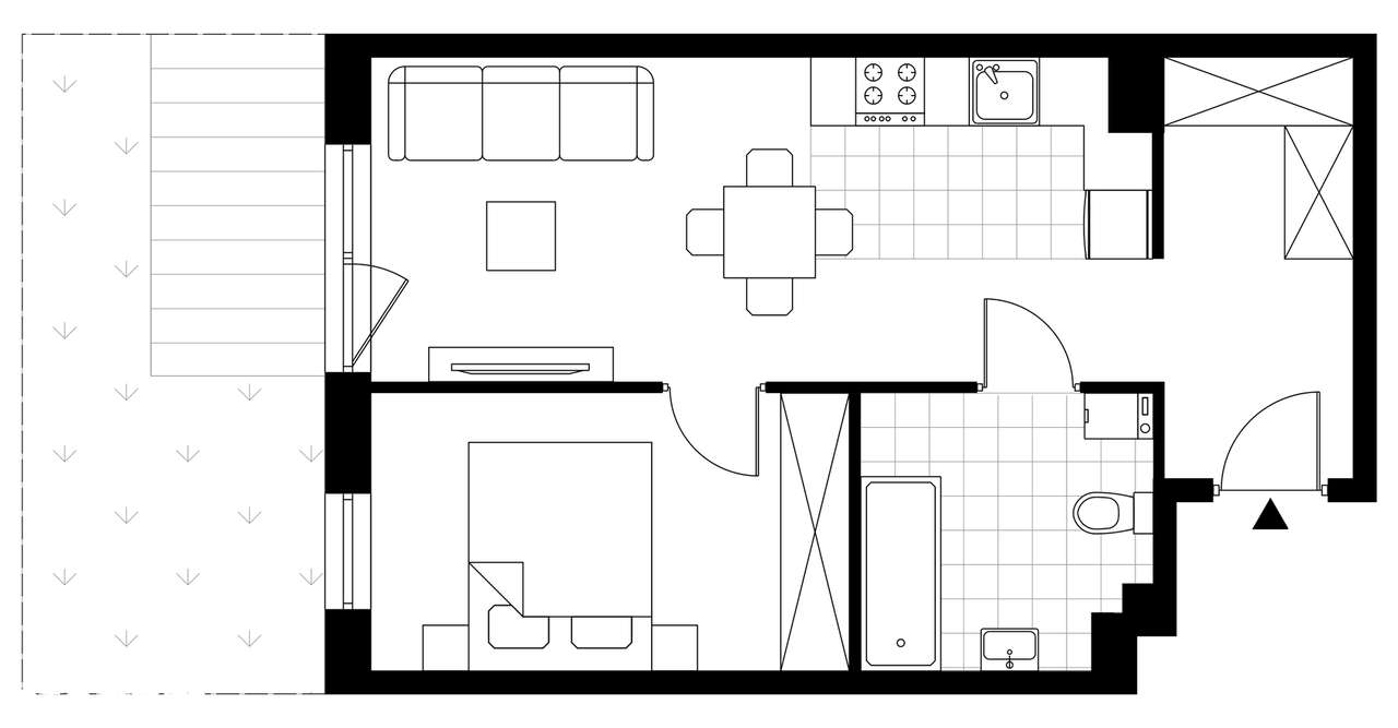 2-pokojowe mieszkanie 41m2 + ogródek - Pełny obrazek: 3/8