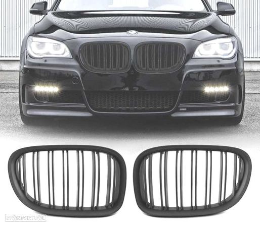 GRELHAS DESPORTIVAS PARA BMW F01 09-07.12 BARRA DUPLA PRETO MATT - 1