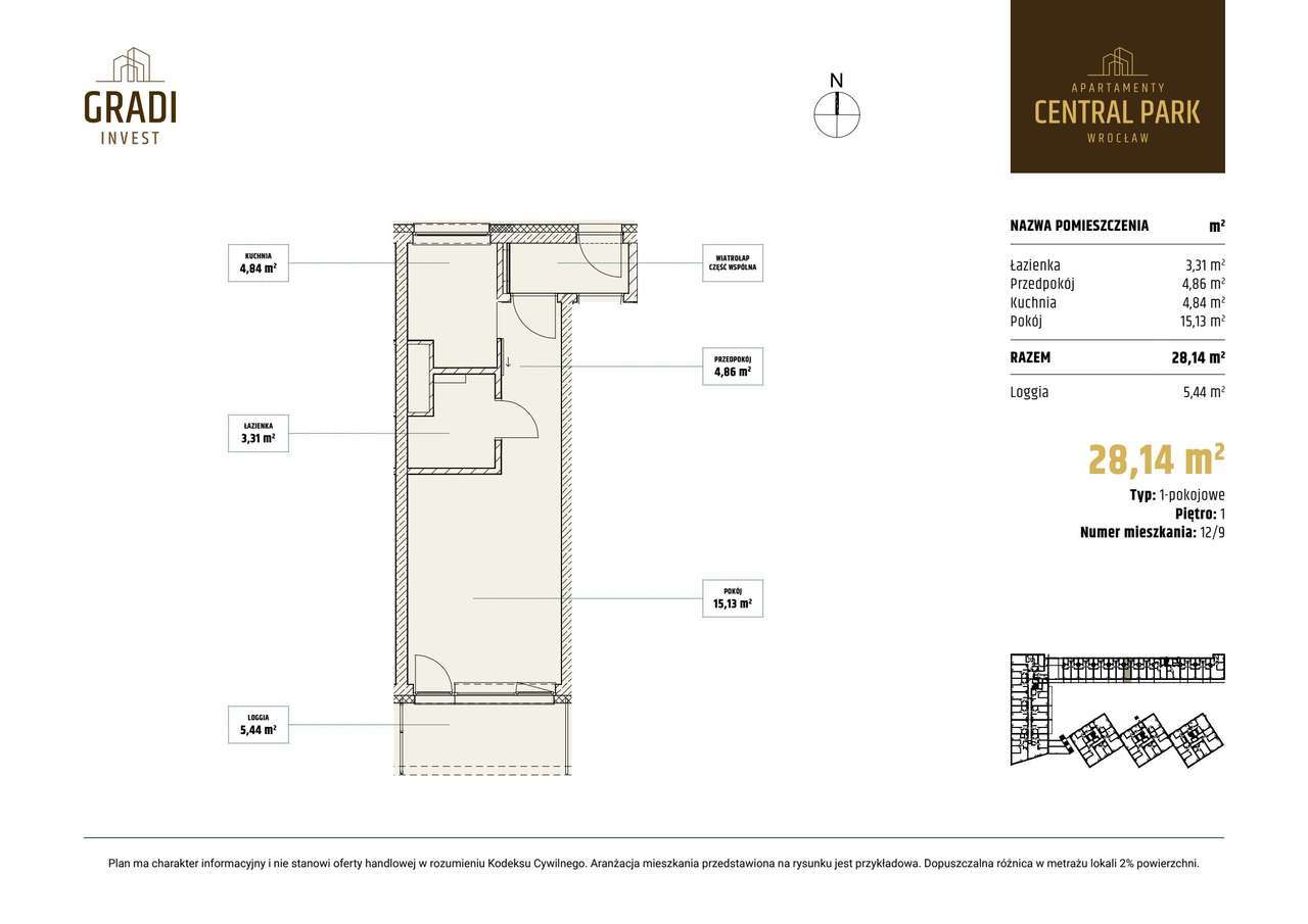 1-pokojowe mieszkanie 28m2 + balkon Bez Prowizji - Pełny obrazek: 2/7