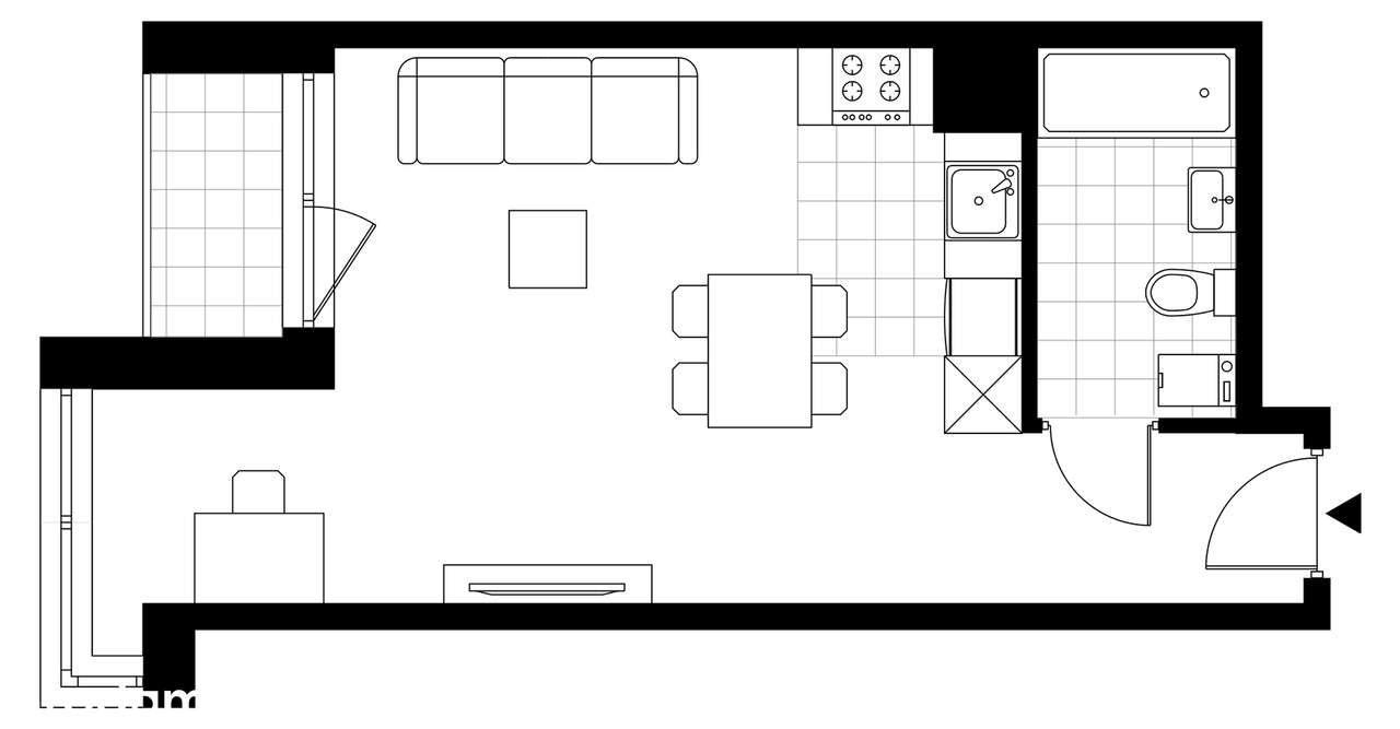 1-pokojowe mieszkanie 32m2 + loggia Bez Prowizji - Pełny obrazek: 3/8