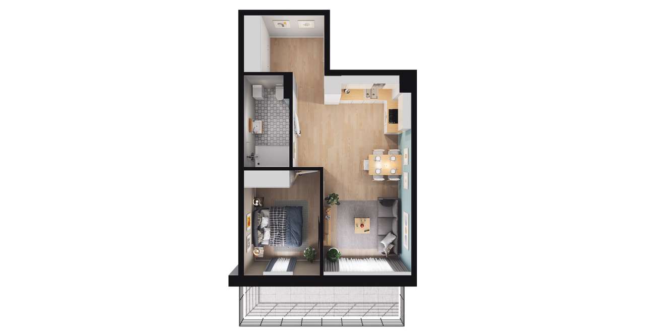 2-pokojowe mieszkanie 42m2 + balkon Bezpośrednio - Pełny obrazek: 2/7