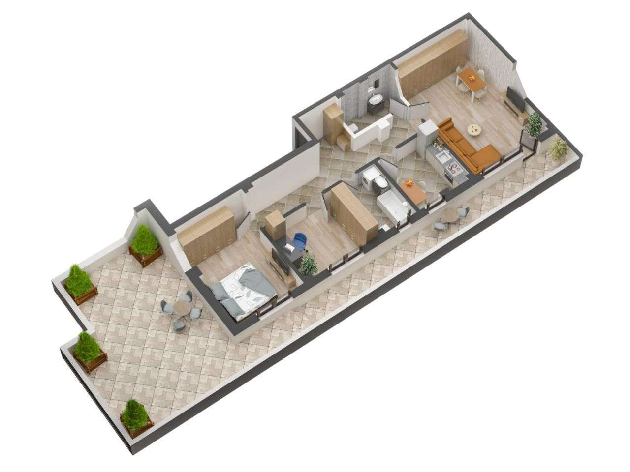 Penthouse , 3 camere, 2 bai, terasa, vedere panoramica, intabulat-3