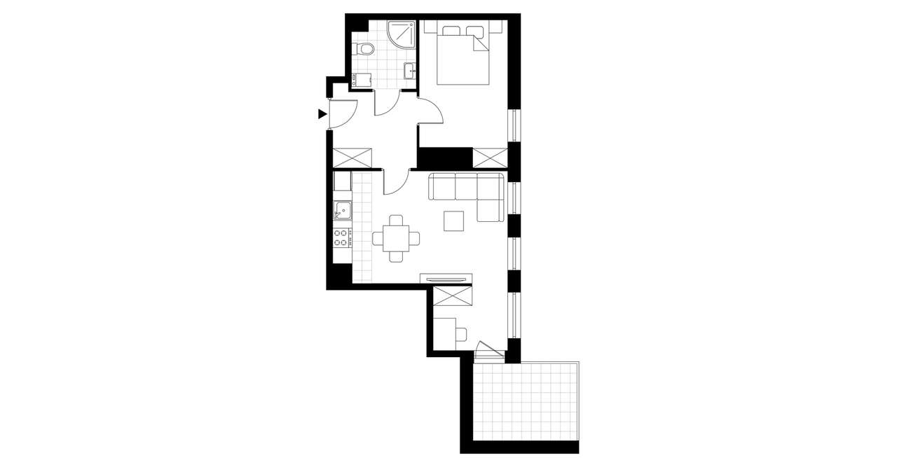 2-pokojowe mieszkanie 43m2 + balkon - Pełny obrazek: 3/8